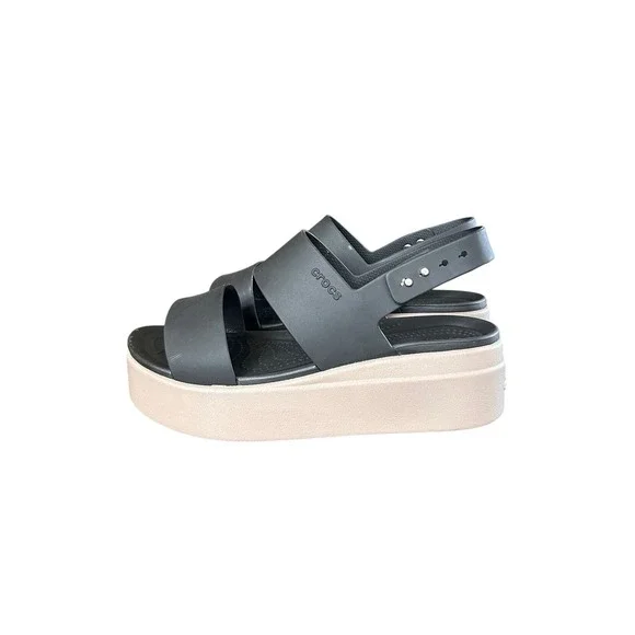 Crocs Brooklyn Low Wedge Sandal Black Mushroom Platform Womens 6 LiteRide Foam - Picture 3 of 9